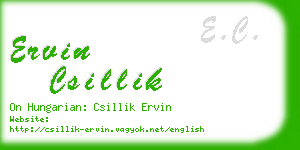 ervin csillik business card